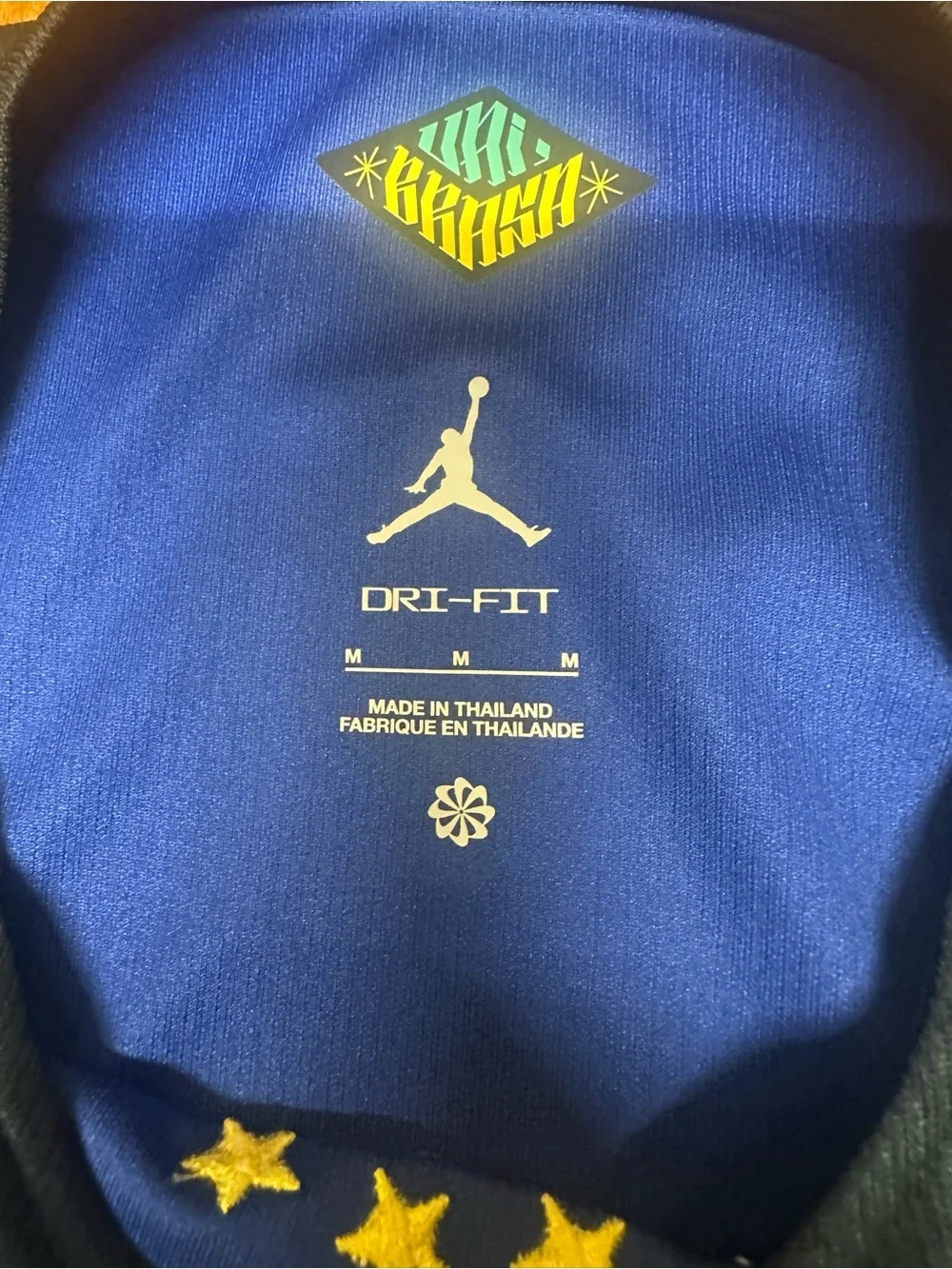 Jordan Brasil Blue Soccer Jersey with Yellow Accents 2026